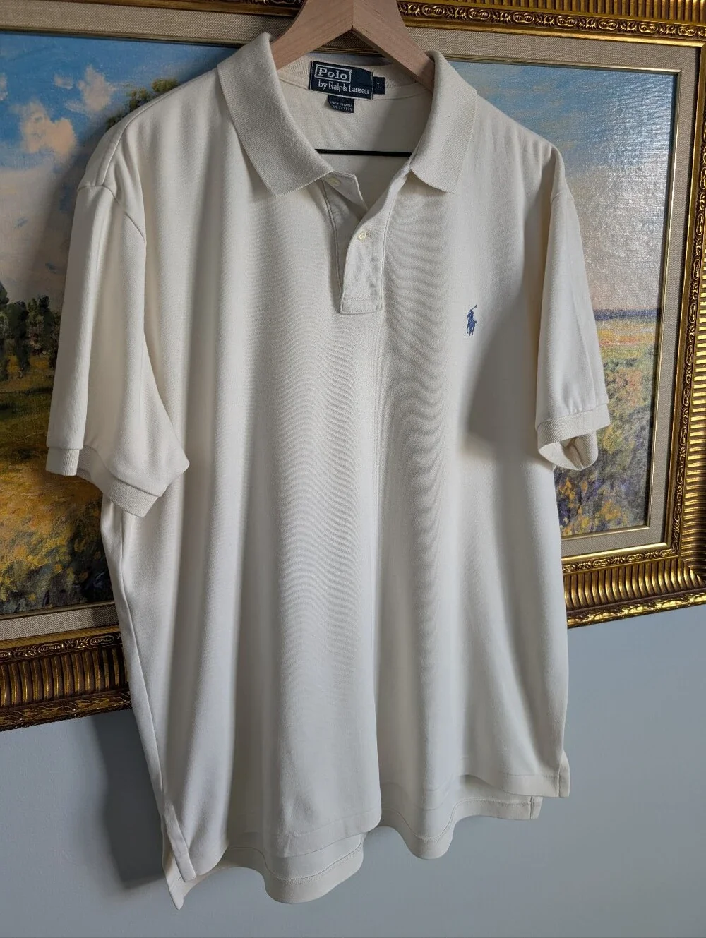Ralph Lauren Polo Shirt in Off-White with Blue Pony